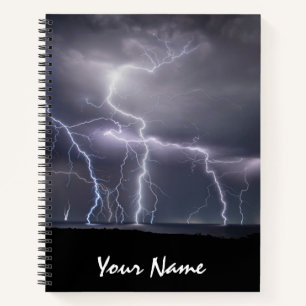 Blitzschlag Gewitter Schwarzes und Lila Foto Notizblock