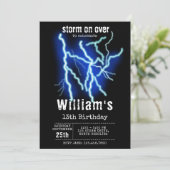 Blitzschlag-Strom-Gewitter Geburtstag Einladung (Stehend Vorderseite)