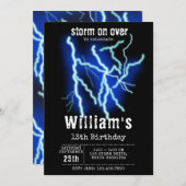 Blitzschlag-Strom-Gewitter Geburtstag Einladung (Vorne/Hinten)