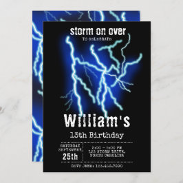 Blitzschlag-Strom-Gewitter Geburtstag Einladung