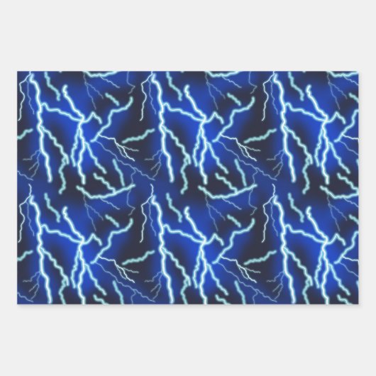 Blitzschlag-Strom-Gewitter-Nacht-Himmel Geschenkpapier Set (Vorderseite 3)