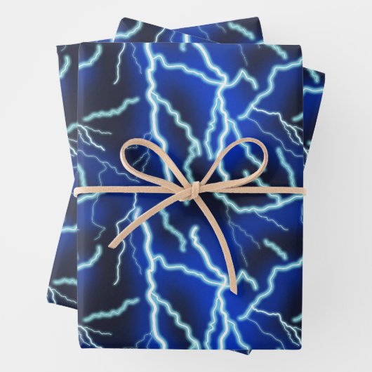 Blitzschlag-Strom-Gewitter-Nacht-Himmel Geschenkpapier Set (Beispiel)