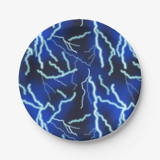 Blitzschlag-Strom-Gewitter-Nacht-Himmel Pappteller (Vorderseite)