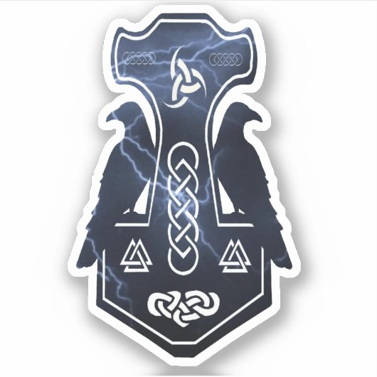 Blitzschlag Thors Hammer Aufkleber (Vorderseite)