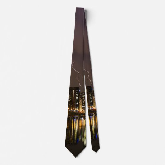 Blitzschlag über Chicago River Neck Tie Krawatte (Vorderseite)