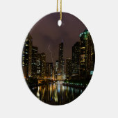 Blitzschlag über dem Fluss Chicago Keramik Ornament (Rechts)