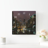 Blitzschlag über die Wall-Uhr des Chicago River Quadratische Wanduhr (Zuhause)
