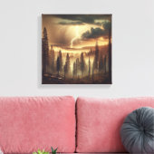 Blitzschlag über Vintage-Waldleinwand Leinwanddruck (Insitu (Wohnzimmer))