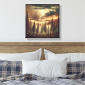Blitzschlag über Vintage-Waldleinwand Leinwanddruck (Insitu (Schlafzimmer))