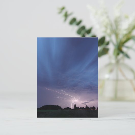 Blitzschlag während Gewitter Postkarte (Stehend Vorderseite)