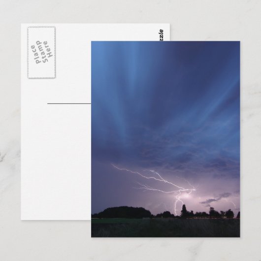 Blitzschlag während Gewitter Postkarte (Vorne/Hinten)