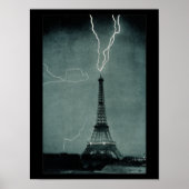 Blitzschläge Eiffelturm Vintages Foto Poster (Vorne)