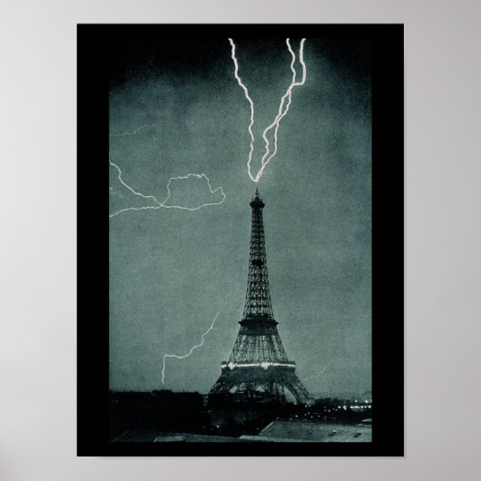 Blitzschläge Eiffelturm Vintages Foto Poster (Vorne)