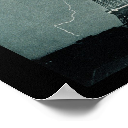 Blitzschläge Eiffelturm Vintages Foto Poster (Ecke)