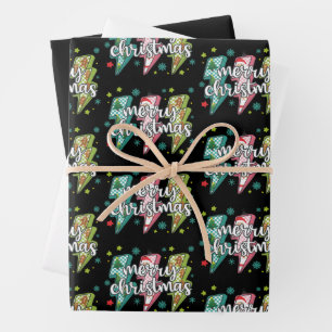 Blitzschnelles Frohes Weihnachtsfest Preppy Coquet Geschenkpapier Set