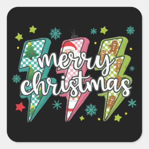 Blitzschnelles Frohes Weihnachtsfest Vornehme Coqu Quadratischer Aufkleber