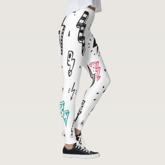 Blitzschrauben, handgezeichnet Doodle-Set. Leggings (Rechts)