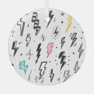 Blitzschrauben, handgezeichnet Doodle-Set. Ornament Aus Glas