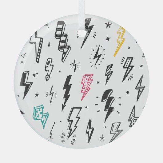 Blitzschrauben, handgezeichnet Doodle-Set. Ornament Aus Glas (Vorderseite)