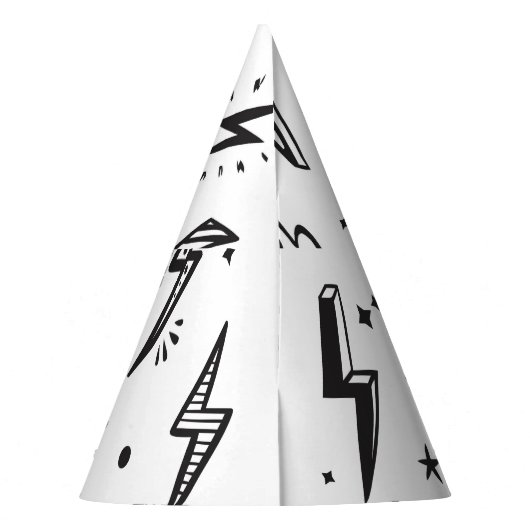 Blitzschrauben, handgezeichnet Doodle-Set. Partyhütchen (Rückseite)