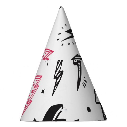 Blitzschrauben, handgezeichnet Doodle-Set. Partyhütchen (Rechts)