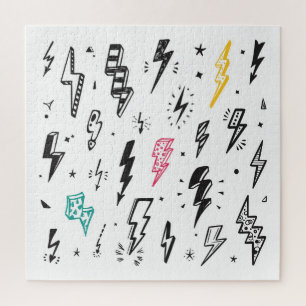 Blitzschrauben, handgezeichnet Doodle-Set. Puzzle