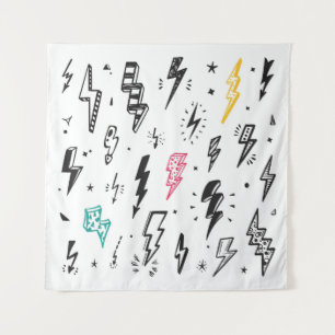 Blitzschrauben, handgezeichnet Doodle-Set. Wandteppich