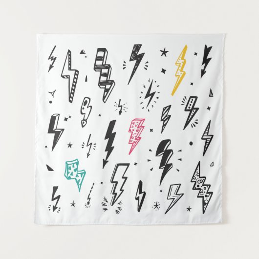 Blitzschrauben, handgezeichnet Doodle-Set. Wandteppich (Vorderseite)