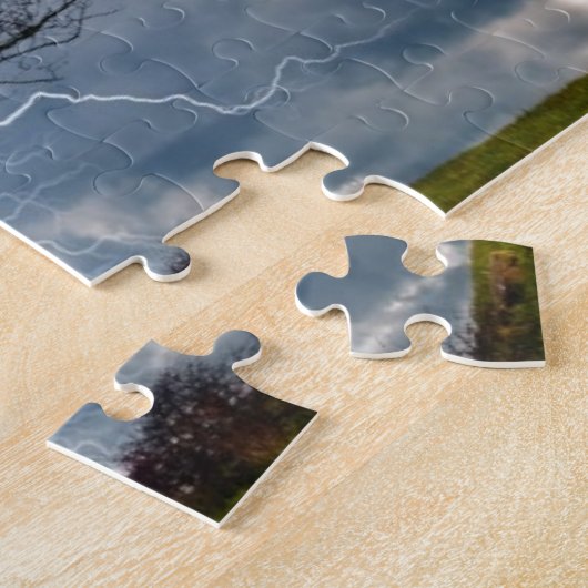 Blitzstürme Tree Personalisiert Navy Blue Puzzle (Seite)