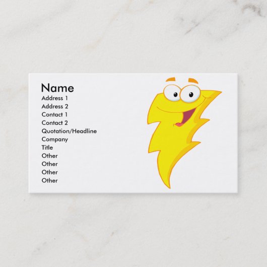 Blitzzeichen des albernen niedlichen Cartoon Visitenkarte (Vorderseite)