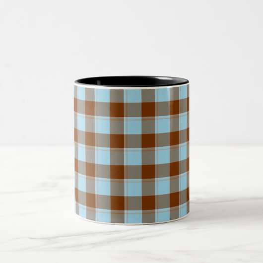Blizzard Blue and Livid Brown Plaid Zweifarbige Tasse (Mittel)