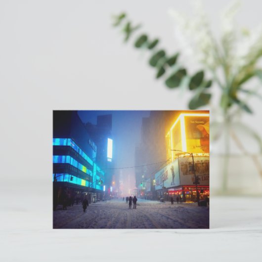 Blizzard in Times Square Postkarte (Stehend Vorderseite)