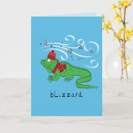 Blizzard - lustige Winter-Eidechsen-Karte Karte (Gelbe Blume)