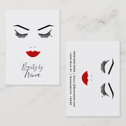 Blizzard Mole Beauty Face Lashes & Zeremonien Visitenkarte (Vorne/Hinten)