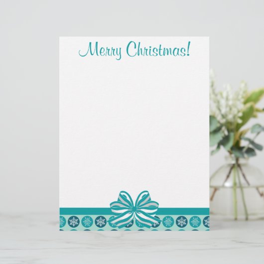 Blizzard Snowflakes Blue Christmas Letterhead (Stehend Vorderseite)