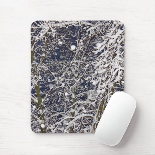 Blizzard Tree mit schneebedecktem Foto Mousepad (Mit Mouse)