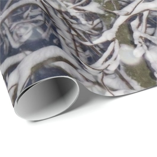 Blizzard Tree Snow bedeckt Branches Nature Foto Geschenkpapier (Rolleneckpunkt)