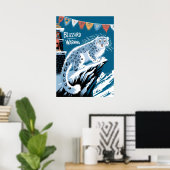 Blizzard-Warnung Schneeleopard - Winterberg Poster (Heimbüro)