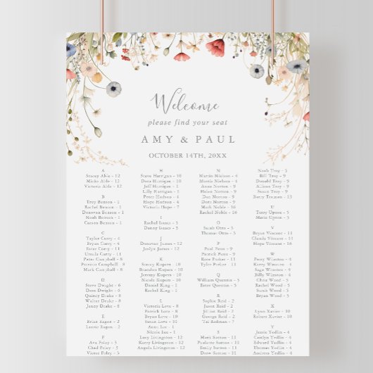 Blizzard-Wildblume-Alphabetisierungsdiagramm Poster