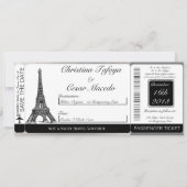 Blk Eiffel Tower Boarding Hochzeit Einladung (Vorderseite)
