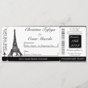 Blk Eiffel Tower Boarding Hochzeit Einladung