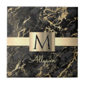 Blk & Gold Marmor Gold Box, DIY Gold Name Monogram Fliese (Vorderseite)