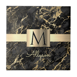 Blk & Gold Marmor Gold Box, DIY Gold Name Monogram Fliese