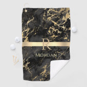 Blk/Gold Marmor Gold Streifen DIY Gold Monogramm N Golfhandtuch (Insitu)