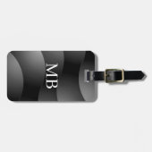 Blk/Graue gebogene Formen, Welches Monogramm, Kont Gepäckanhänger (Vorderseite horizontal)