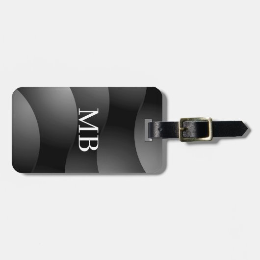 Blk/Graue gebogene Formen, Welches Monogramm, Kont Gepäckanhänger (Vorderseite horizontal)