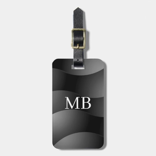 Blk/Graue gebogene Formen, Welches Monogramm, Kont Gepäckanhänger (Vorderseite vertikal)