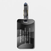 Blk/Graue gebogene Formen, Welches Monogramm, Kont Gepäckanhänger (Rückseite vertikal)