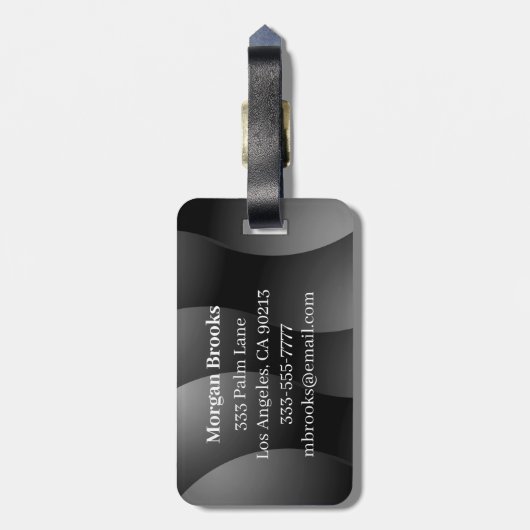 Blk/Graue gebogene Formen, Welches Monogramm, Kont Gepäckanhänger (Rückseite vertikal)