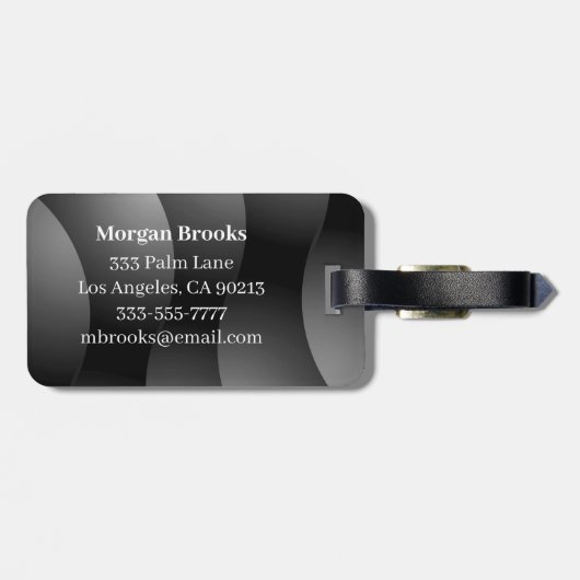 Blk/Graue gebogene Formen, Welches Monogramm, Kont Gepäckanhänger (Rückseite horizontal)